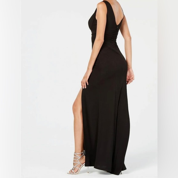 Emerald Sundae Juniors Womens Black Sweetheart Neck Slit Gown Dress Size XXS - Picture 2 of 4